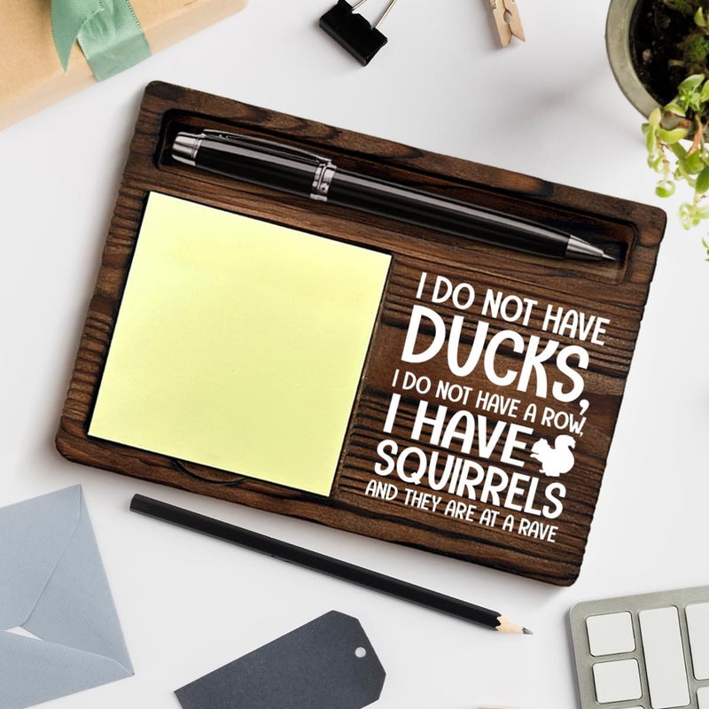 QODMGD Funny Office Sticky Note Holder Sarcastic Gifts for Coworkers Employees Boss, I Do Not Have Ducks I Have Squirrels Post It Note Dispenser for Office Cubicle Desk Decor - Image 4